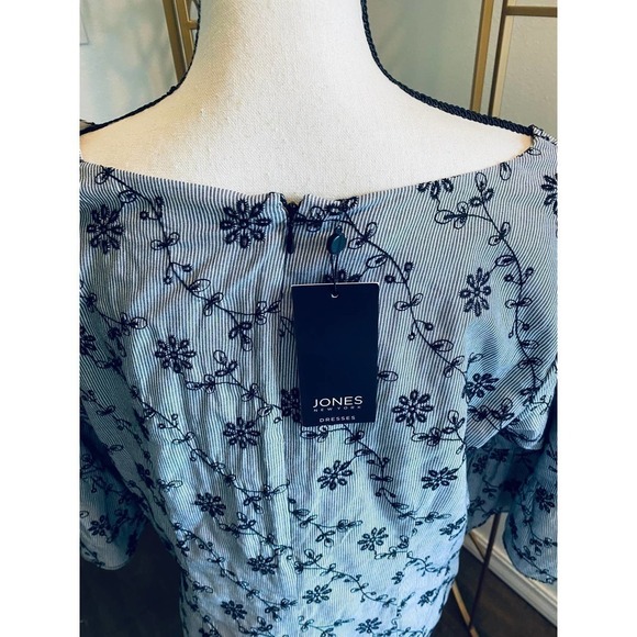 JONES Monochromatic Floral Hi-Low Dress Bell Sleeve Gray Black Size 12 NWT - Picture 6 of 11